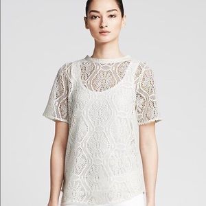 Banana Republic Ivory Lace Net Top